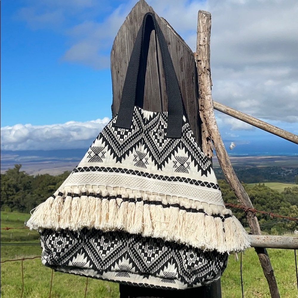 Cynthia Rowley Woven Tribal Boho Tote